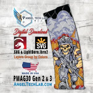 pmag 30 (gen 2&3) angry skull body design lightburn laser file vector svg digital download