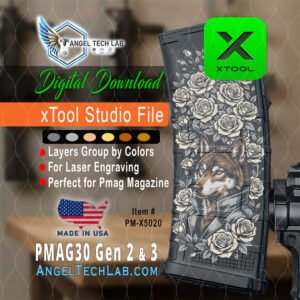 xtool f1 f2 laser engraving file | wolf with roses pmag30 design (digital download)